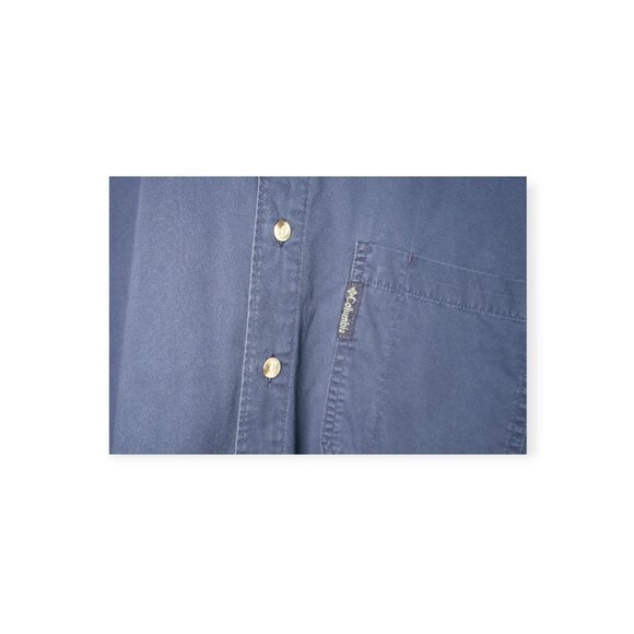 Columbia Sportswear Men's Navy Blue Cotton Long sleeve Button-up Shirt - Picture 4 of 6